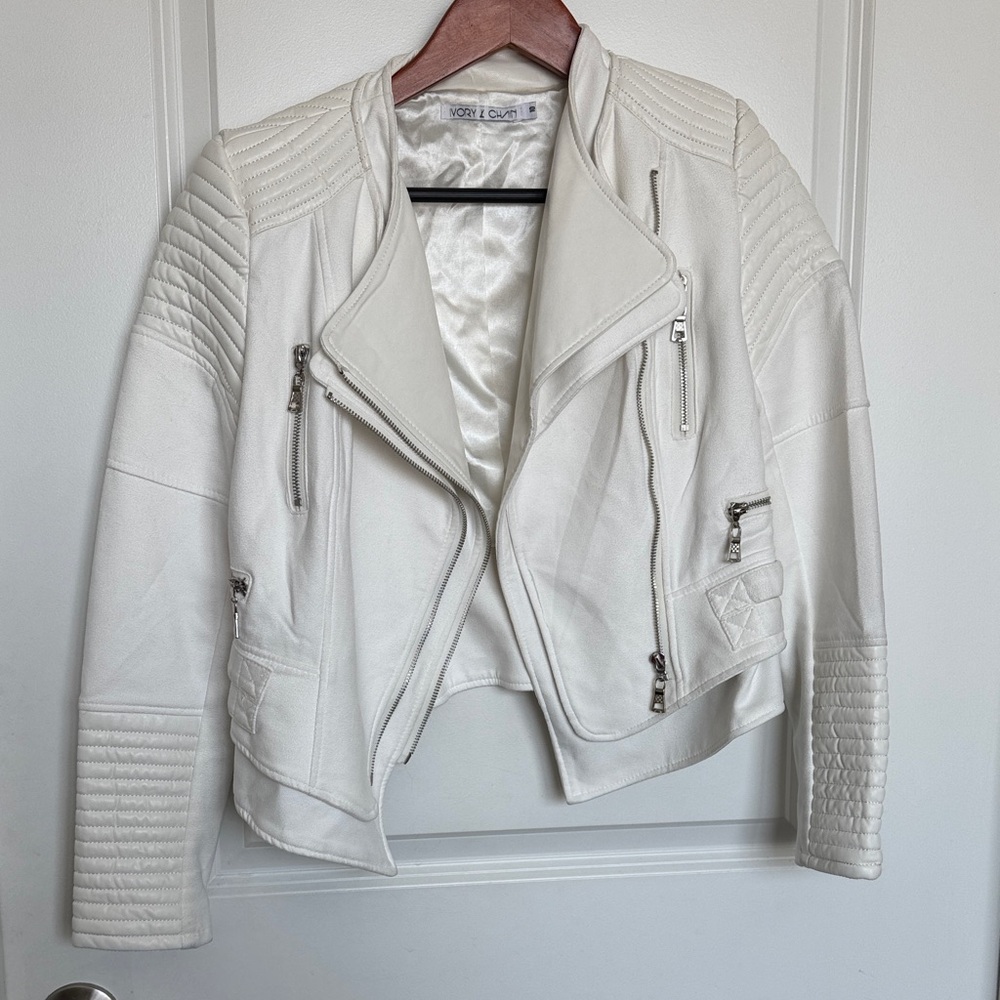 Off White IVORY & CHAIN MOTO JACKET